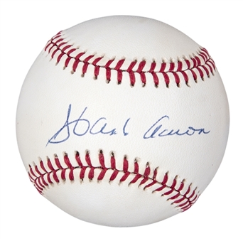 Hank Aaron Single Signed ONL White Baseball (JSA)